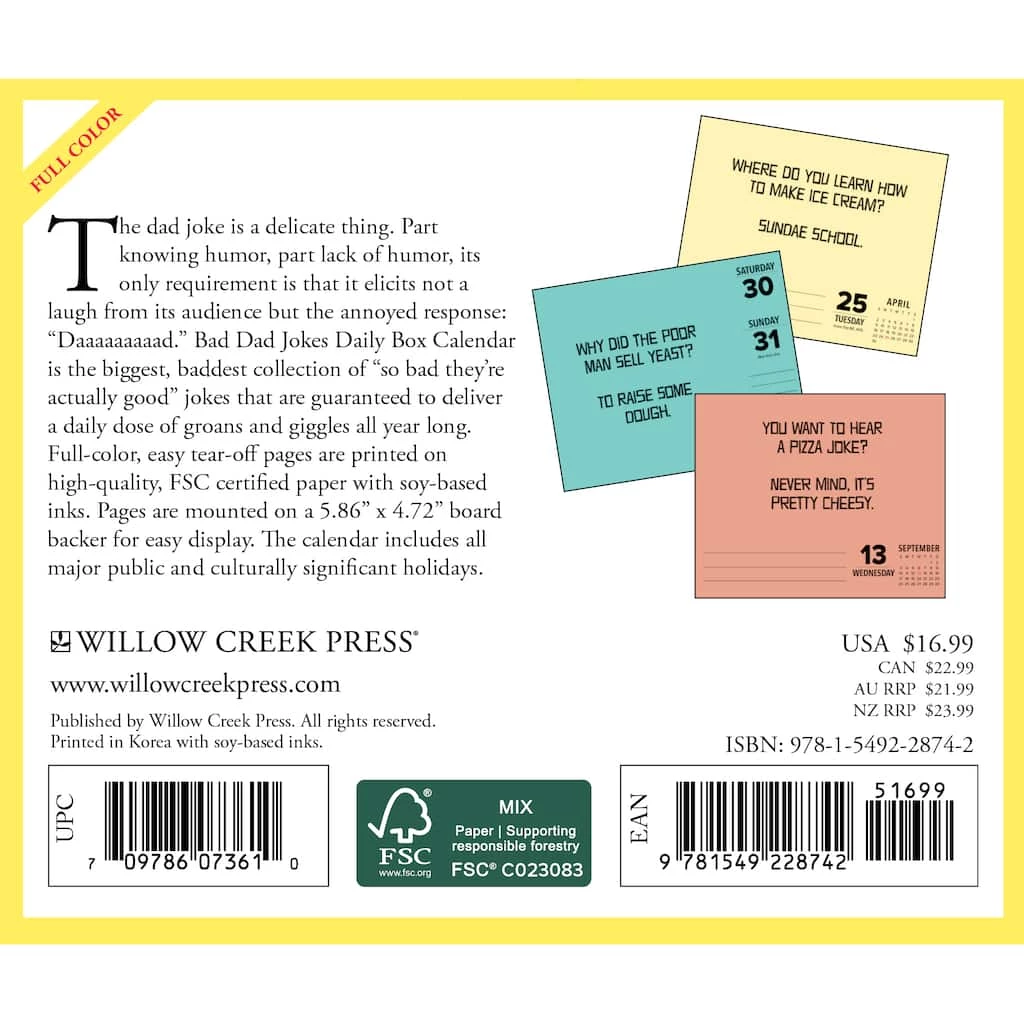 Wholesale ๐ฅ 2023 Bad Dad Jokes Box Calendar by Willow Creek Press ๐ 2 Wholesale ๐ฅ 2023 Bad Dad Jokes Box Calendar by Willow Creek Press ๐ - Image 2