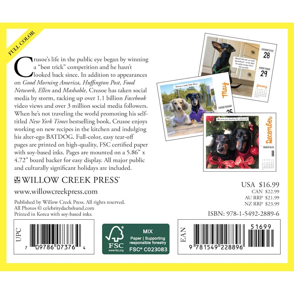 New ๐ฏ 2023 Crusoe the Celebrity Dachshund Box Calendar by Willow Creek Press ๐งจ 2 New ๐ฏ 2023 Crusoe the Celebrity Dachshund Box Calendar by Willow Creek Press ๐งจ - Image 2