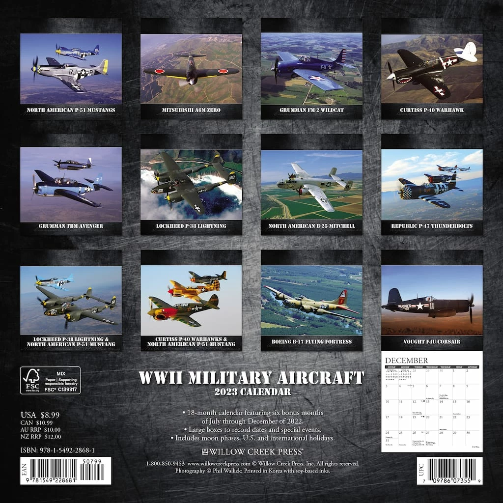 Best deal 🥰 2023 WWII Military Aircraft Mini Wall Calendar by Willow Creek Press ❤️ 2 Best deal 🥰 2023 WWII Military Aircraft Mini Wall Calendar by Willow Creek Press ❤️ - Image 2