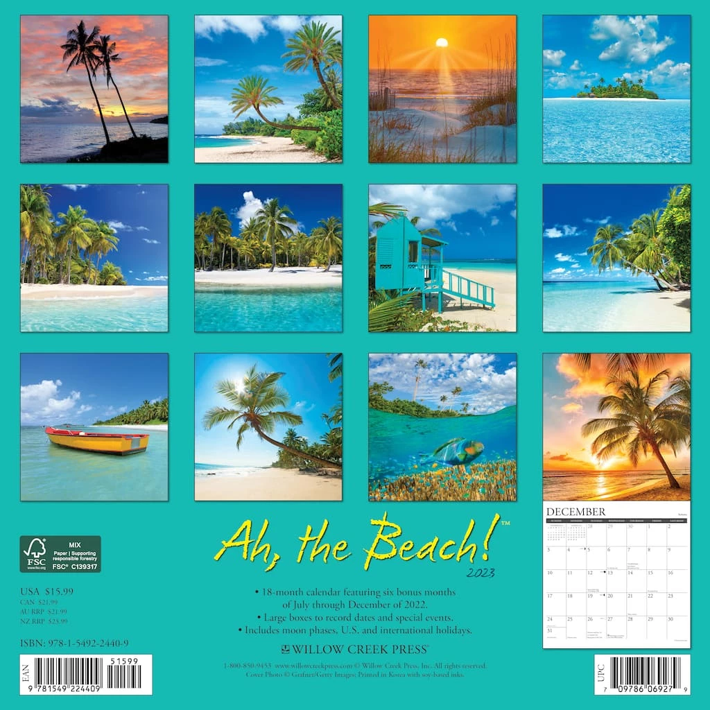 Outlet 🎁 2023 Ah, The Beach! Wall Calendar by Willow Creek Press 💯 2 Outlet 🎁 2023 Ah, The Beach! Wall Calendar by Willow Creek Press 💯 - Image 2