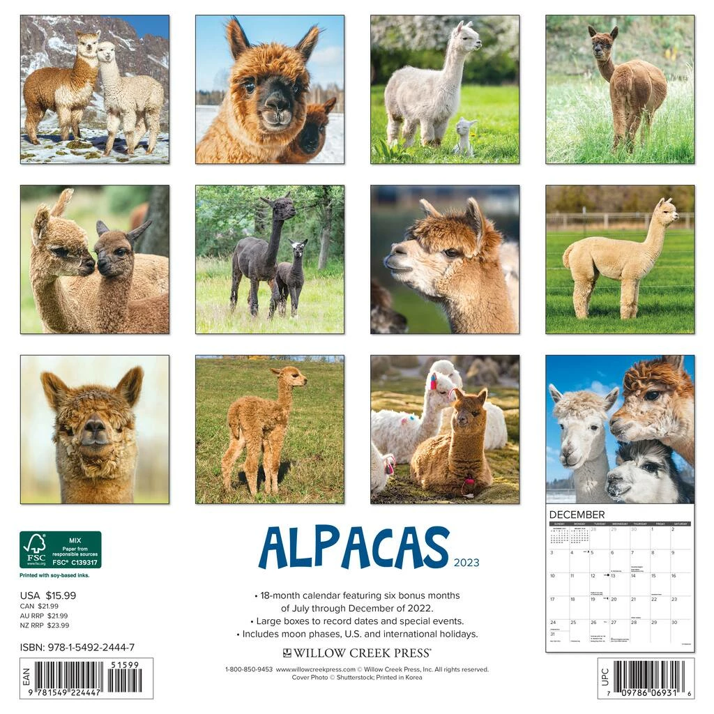Cheapest ๐ฏ 2023 Alpacas Wall Calendar by Willow Creek Press ๐งจ 2 Cheapest ๐ฏ 2023 Alpacas Wall Calendar by Willow Creek Press ๐งจ - Image 2