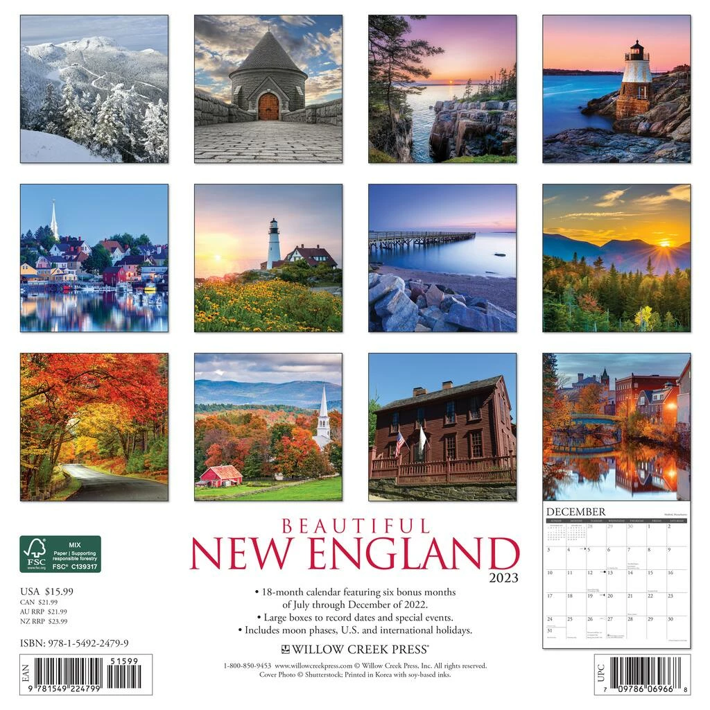 Outlet ๐ 2023 Beautiful New England Wall Calendar by Willow Creek Press ๐ 2 Outlet ๐ 2023 Beautiful New England Wall Calendar by Willow Creek Press ๐ - Image 2