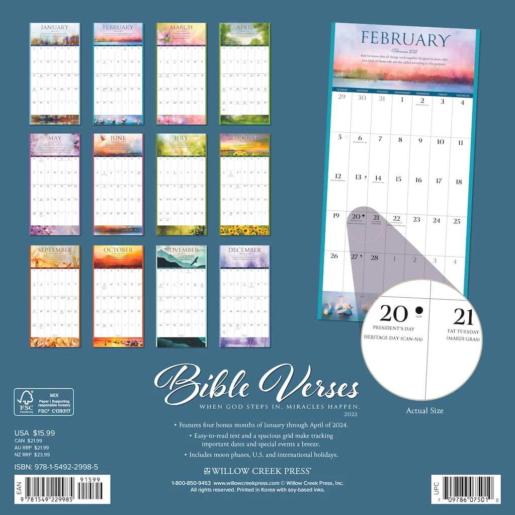 Buy ๐ฏ 2023 Bible Verses Wall Calendar by Willow Creek Press ๐ฏ 2 Buy ๐ฏ 2023 Bible Verses Wall Calendar by Willow Creek Press ๐ฏ - Image 2