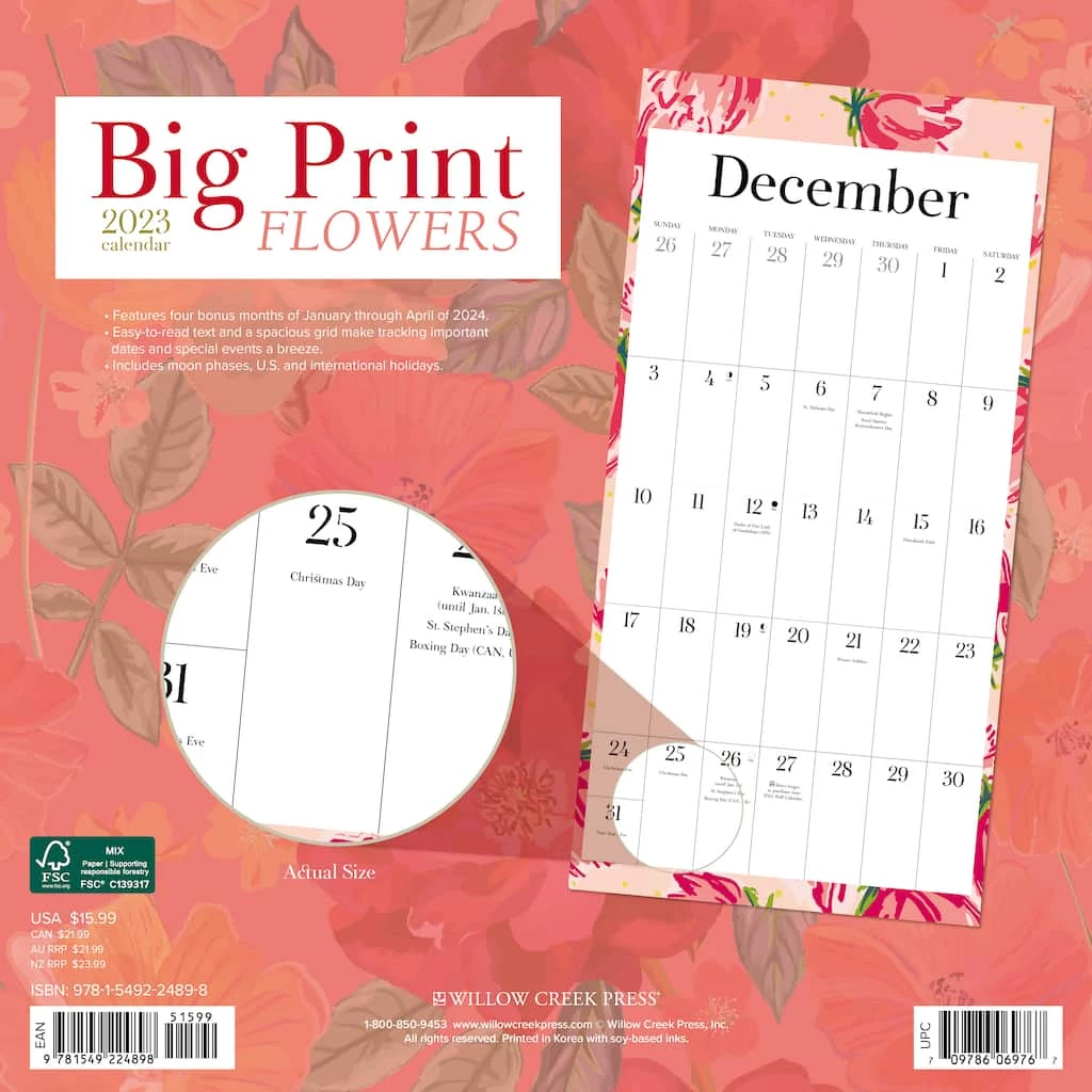 Coupon โ 2023 Big Print Flowers Wall Calendar by Willow Creek Press ๐ 2 Coupon โ 2023 Big Print Flowers Wall Calendar by Willow Creek Press ๐ - Image 2