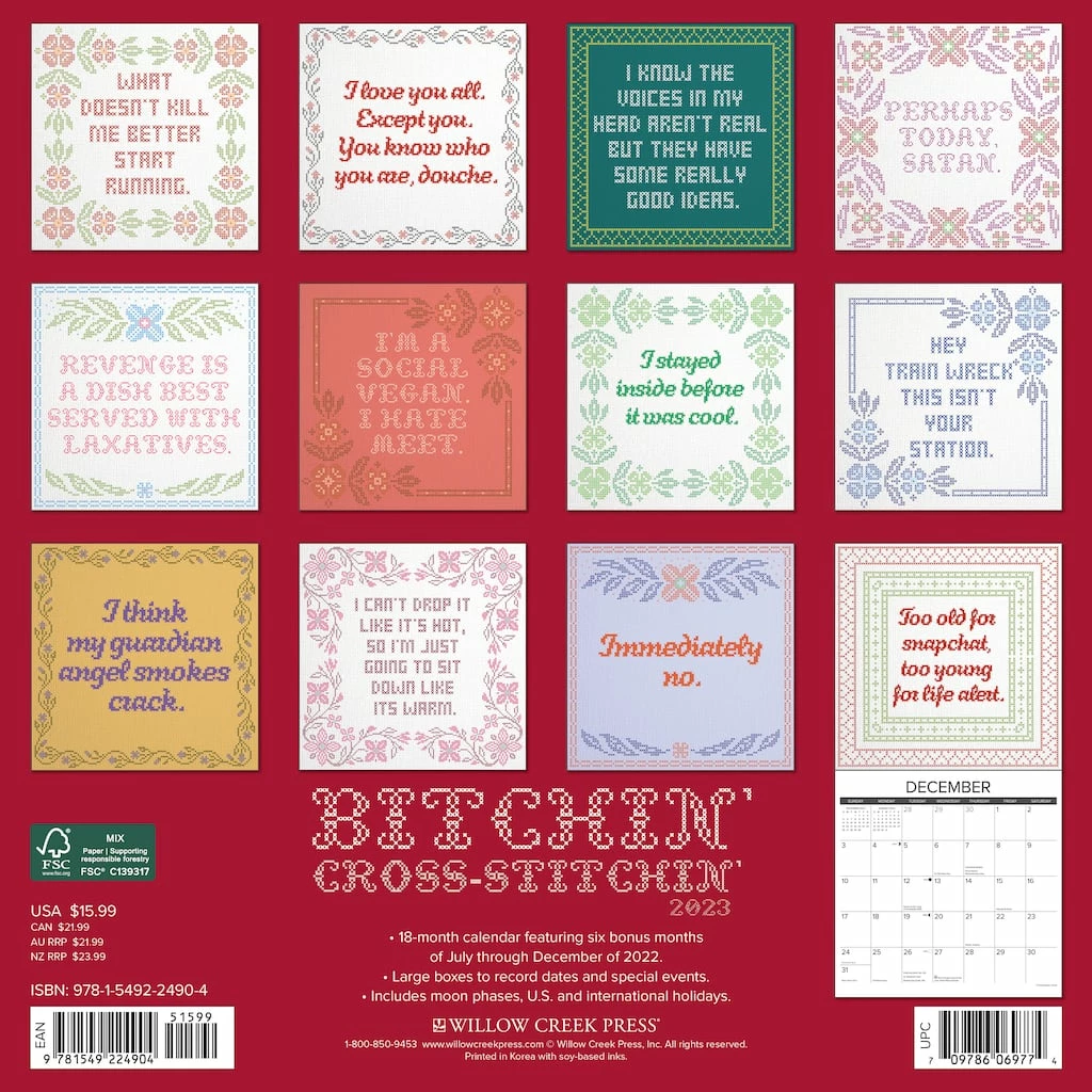 Hot Sale π 2023 Bitchin' Cross-Stitchin' Wall Calendar by Willow Creek Press π 2 Hot Sale π 2023 Bitchin' Cross-Stitchin' Wall Calendar by Willow Creek Press π - Image 2