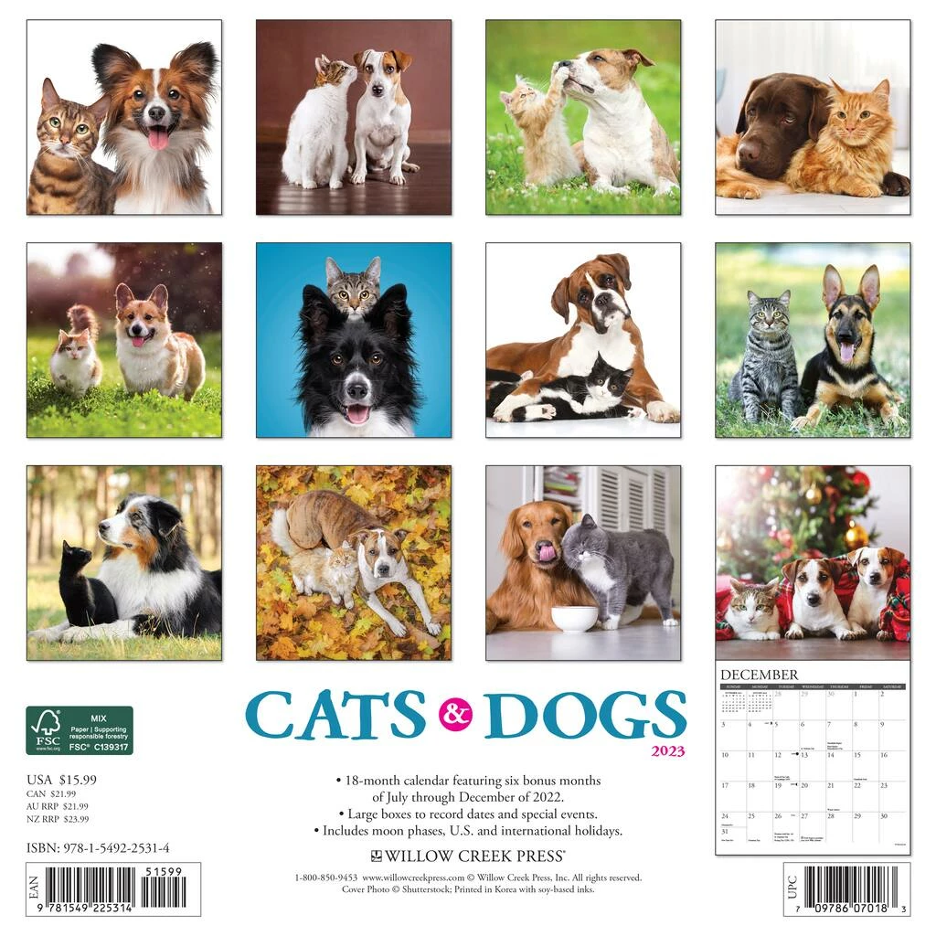 Cheap 🤩 2023 Cats & 🐶 Dogs Wall Calendar by Willow Creek Press 🌟 2 Cheap 🤩 2023 Cats & 🐶 Dogs Wall Calendar by Willow Creek Press 🌟 - Image 2