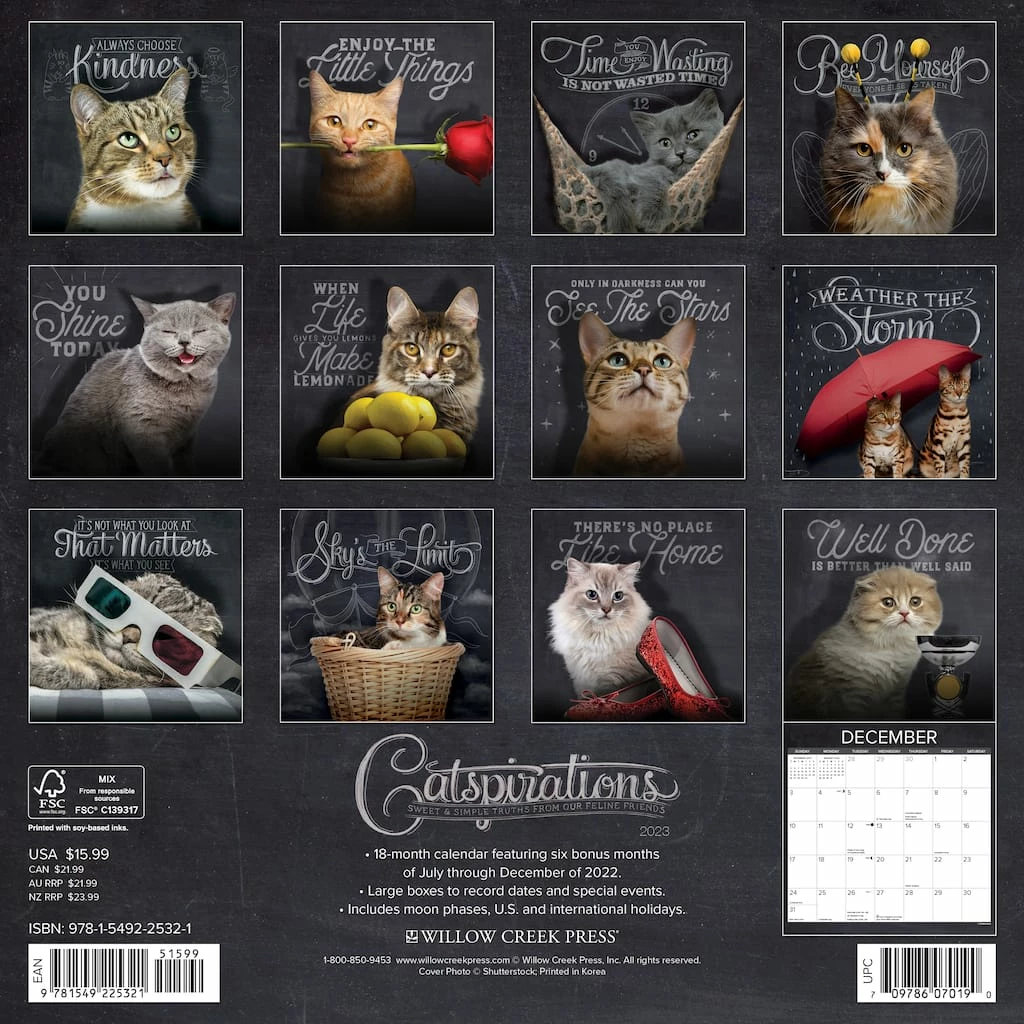Cheapest ✔️ 2023 Catspirations Wall Calendar by Willow Creek Press ✨ 2 Cheapest ✔️ 2023 Catspirations Wall Calendar by Willow Creek Press ✨ - Image 2