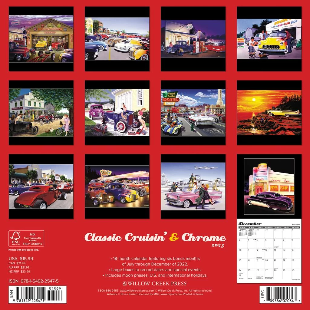 Cheap 🎉 2023 Classic Cruisin' & Chrome Wall Calendar by Willow Creek Press ✨ 2 Cheap 🎉 2023 Classic Cruisin' & Chrome Wall Calendar by Willow Creek Press ✨ - Image 2