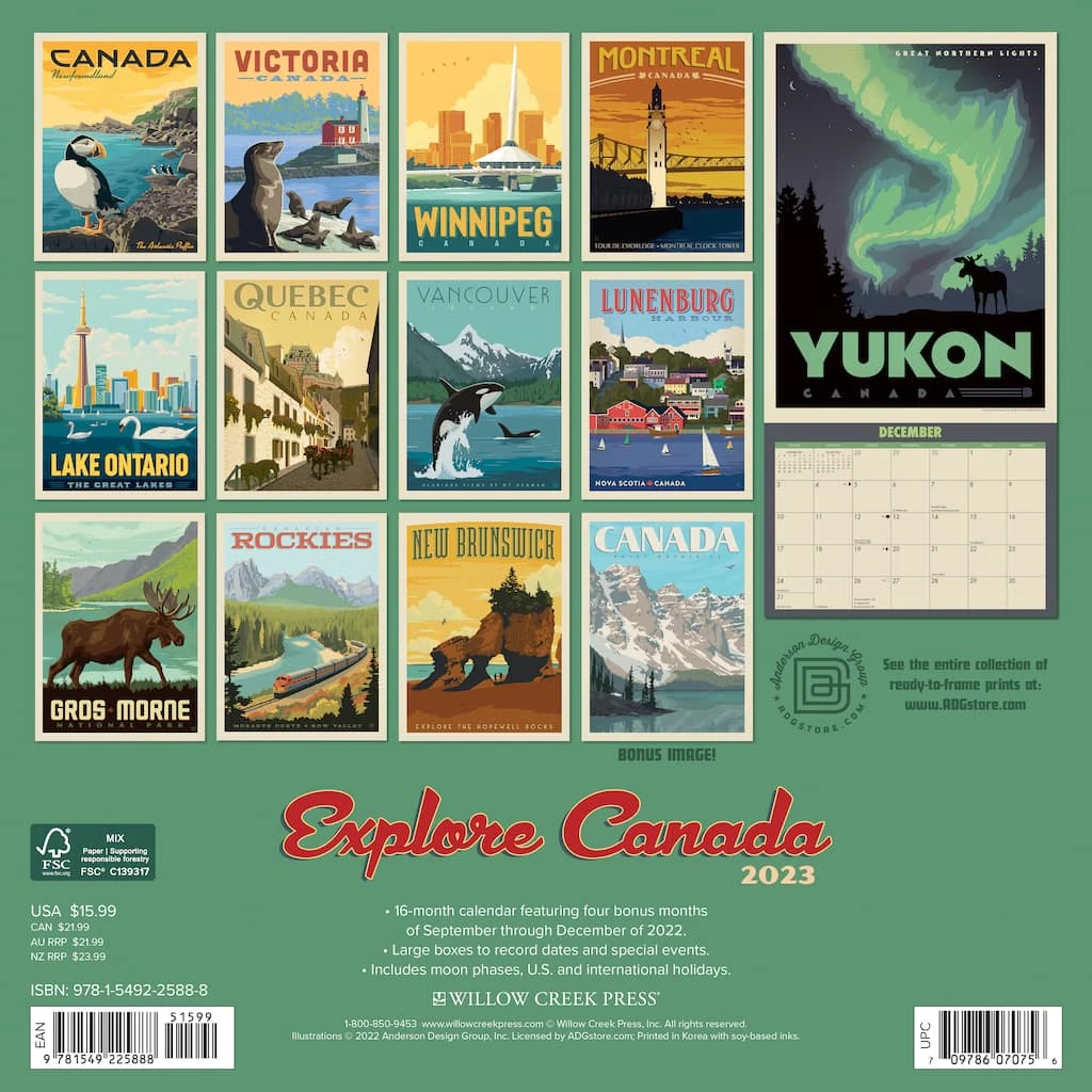 Brand new ๐ 2023 Explore Canada Classic Travel Posters Wall Calendar by Willow Creek Press ๐ 2 Brand new ๐ 2023 Explore Canada Classic Travel Posters Wall Calendar by Willow Creek Press ๐ - Image 2