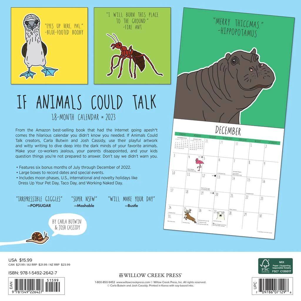 Brand new ๐ฏ 2023 If Animals Could Talk Wall Calendar by Willow Creek Press ๐ 2 Brand new ๐ฏ 2023 If Animals Could Talk Wall Calendar by Willow Creek Press ๐ - Image 2