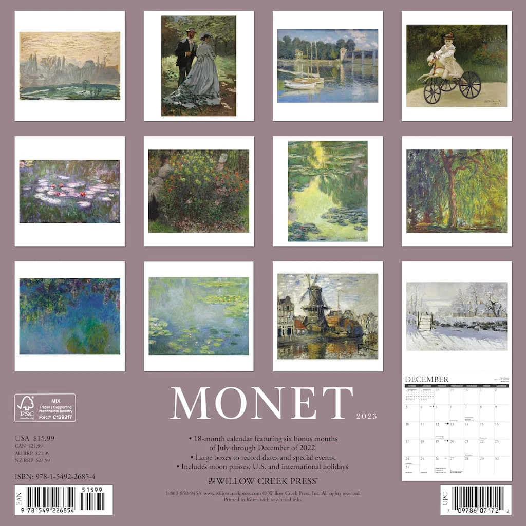 Best Sale 😍 2023 Monet Wall Calendar by Willow Creek Press 🎁 2 Best Sale 😍 2023 Monet Wall Calendar by Willow Creek Press 🎁 - Image 2