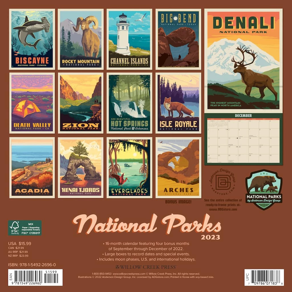 Best Sale ๐ 2023 National Parks Classic Travel Posters Wall Calendar by Willow Creek Press โจ 2 Best Sale ๐ 2023 National Parks Classic Travel Posters Wall Calendar by Willow Creek Press โจ - Image 2