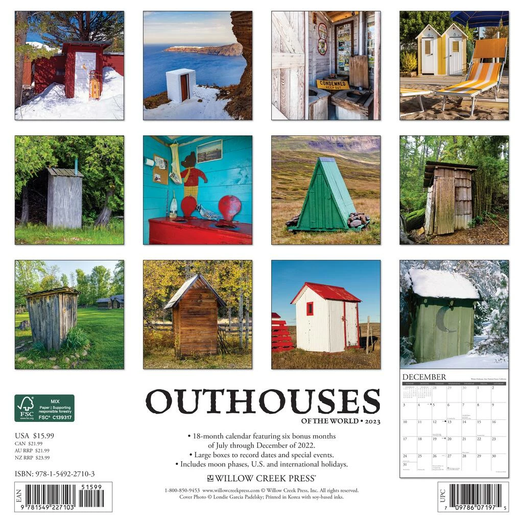 Budget ๐ 2023 Outhouses of the World Wall Calendar by Willow Creek Press ๐ 2 Budget ๐ 2023 Outhouses of the World Wall Calendar by Willow Creek Press ๐ - Image 2