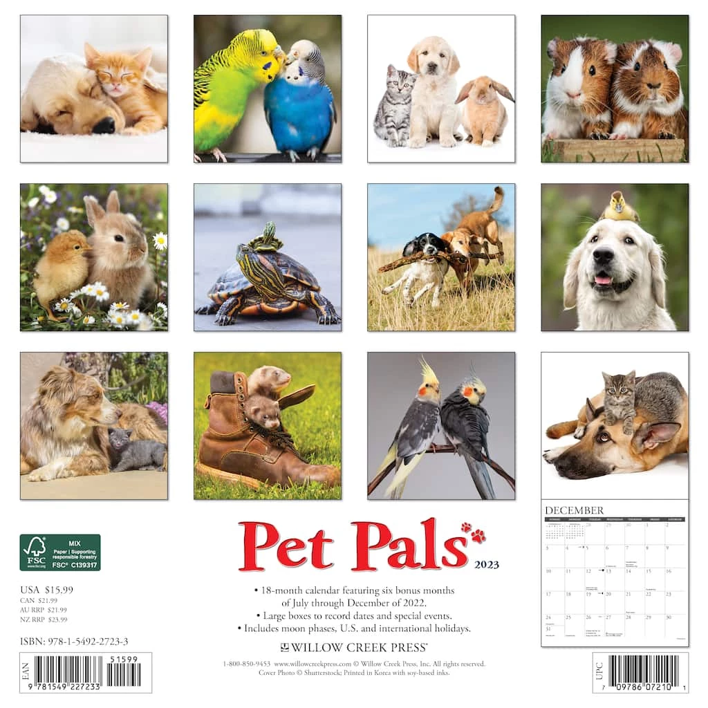 Discount 👏 2023 Pet Pals Wall Calendar by Willow Creek Press 👍 2 Discount 👏 2023 Pet Pals Wall Calendar by Willow Creek Press 👍 - Image 2