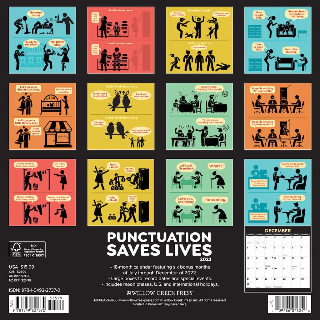 Best deal ๐งจ 2023 Punctuation Saves Lives Wall Calendar by Willow Creek Press โ๏ธ 2 Best deal ๐งจ 2023 Punctuation Saves Lives Wall Calendar by Willow Creek Press โ๏ธ - Image 2