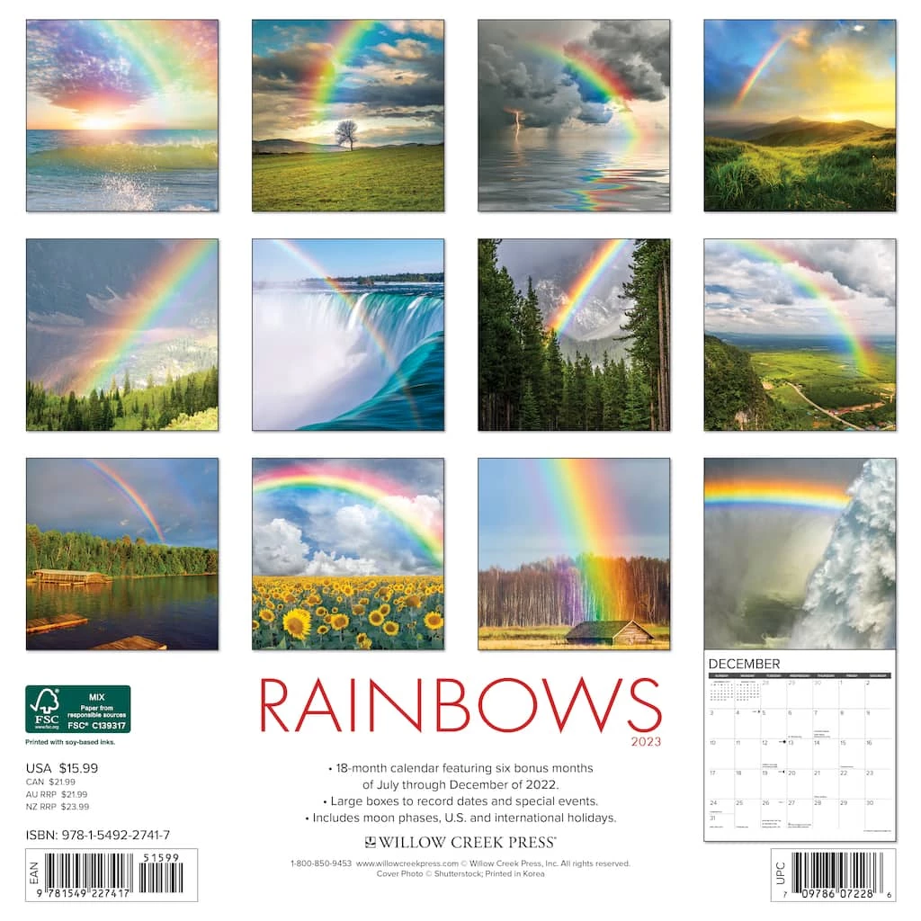 Wholesale 🔥 2023 Rainbows Wall Calendar by Willow Creek Press ⭐ 2 Wholesale 🔥 2023 Rainbows Wall Calendar by Willow Creek Press ⭐ - Image 2