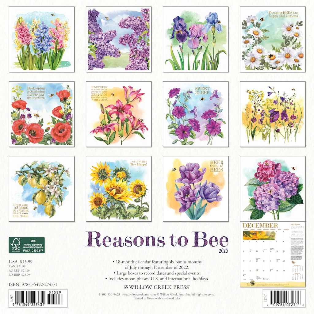 Buy 😉 2023 Reasons to Bee Wall Calendar by Willow Creek Press ✔️ 2 Buy 😉 2023 Reasons to Bee Wall Calendar by Willow Creek Press ✔️ - Image 2