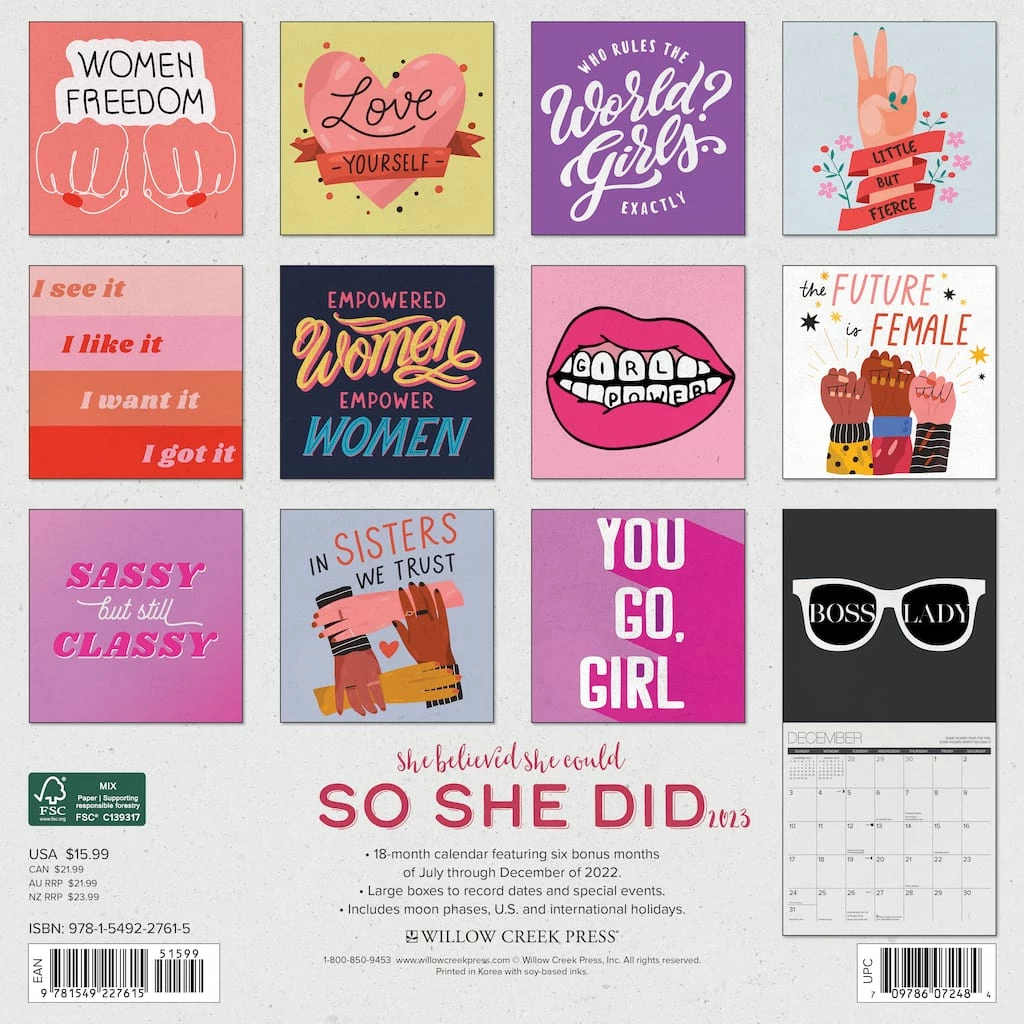 Best deal ✨ 2023 She Believed She Could So She Did Wall Calendar by Willow Creek Press 😀 2 Best deal ✨ 2023 She Believed She Could So She Did Wall Calendar by Willow Creek Press 😀 - Image 2