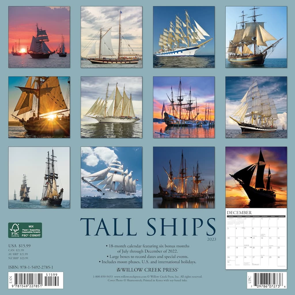 New 👍 2023 Tall Ships Wall Calendar by Willow Creek Press ❤️ 2 New 👍 2023 Tall Ships Wall Calendar by Willow Creek Press ❤️ - Image 2