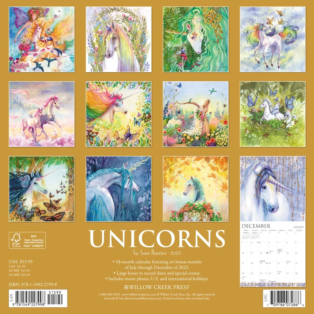 Best Sale 🥰 2023 Unicorns by Sara Burrier Wall Calendar by Willow Creek Press ⌛ 2 Best Sale 🥰 2023 Unicorns by Sara Burrier Wall Calendar by Willow Creek Press ⌛ - Image 2