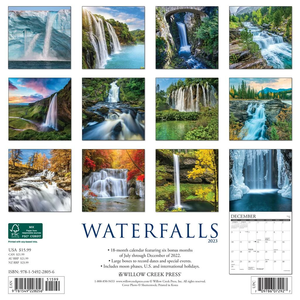 Discount 🌟 2023 Waterfalls Wall Calendar by Willow Creek Press 👏 2 Discount 🌟 2023 Waterfalls Wall Calendar by Willow Creek Press 👏 - Image 2