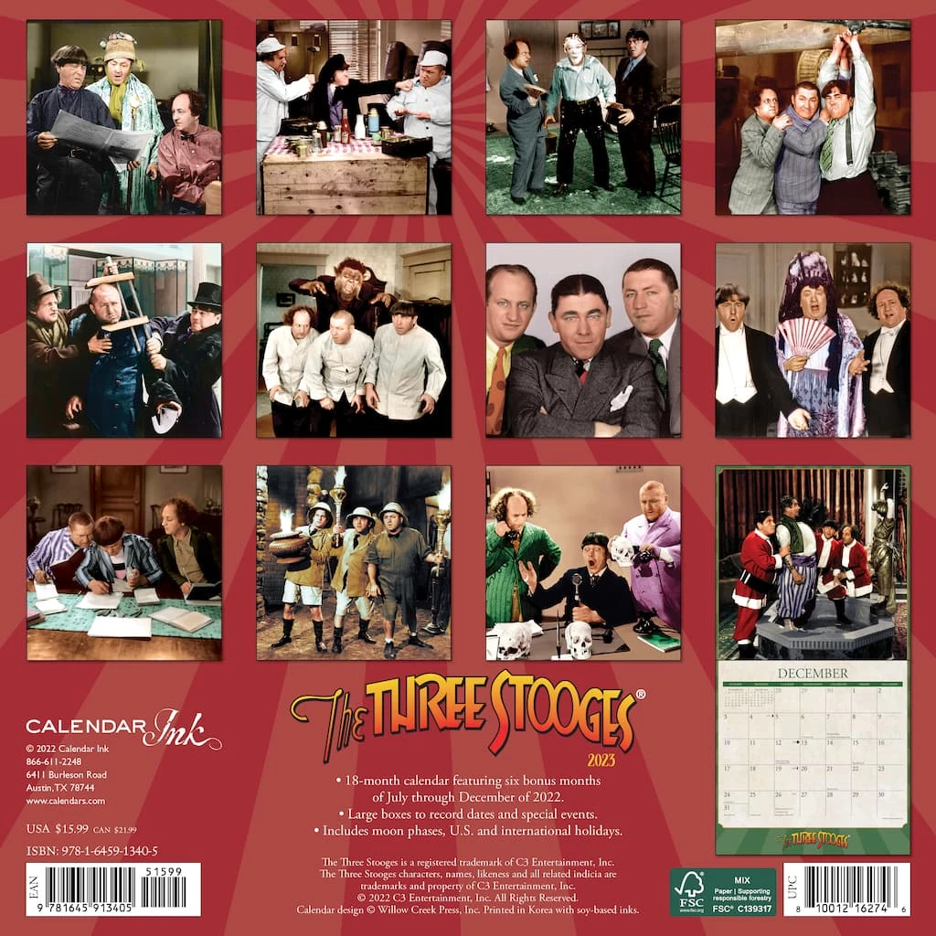 Top 10 ❤️ 2023 Three Stooges Wall Calendar by Willow Creek Press 😀 2 Top 10 ❤️ 2023 Three Stooges Wall Calendar by Willow Creek Press 😀 - Image 2