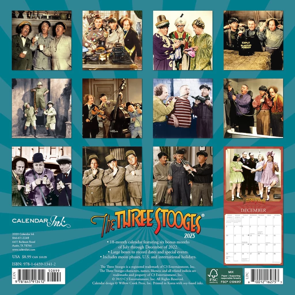 Brand new ๐งจ 2023 Three Stooges Mini Wall Calendar by Willow Creek Press ๐ 2 Brand new ๐งจ 2023 Three Stooges Mini Wall Calendar by Willow Creek Press ๐ - Image 2