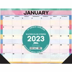 Deals 🔔 2023 Watercolor Stripe Large Monthly Desk Pad Calendar by Willow Creek Press 🧨 -Cheap Willow Creek Press Store D670313S 3